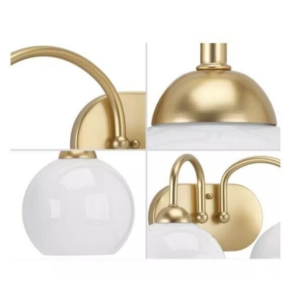 Progress Lighting Carisa Two-Light Vanity Light Vintage Gold Opal Glass - Picture 4 of 9